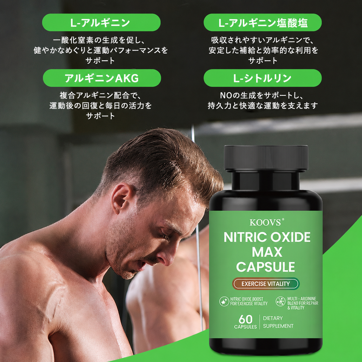 【マルチアルギニン配合】一酸化窒素MAXサポートカプセル 60粒入り