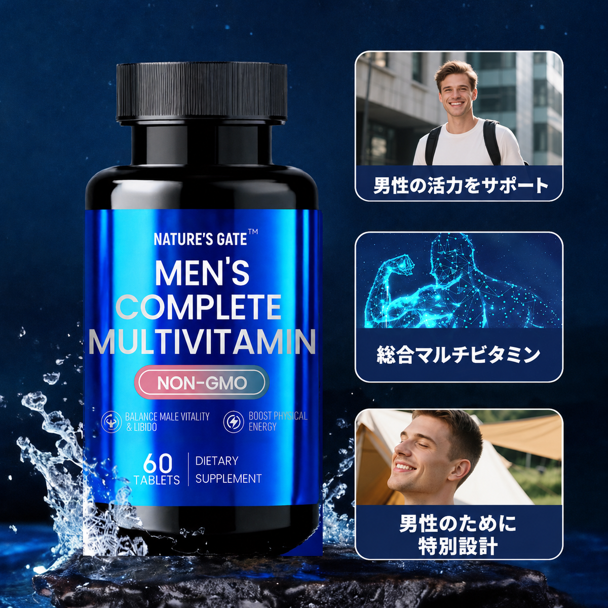 【男性向け総合栄養補給】NATURE'S GATE メンズ マルチビタミン 60錠