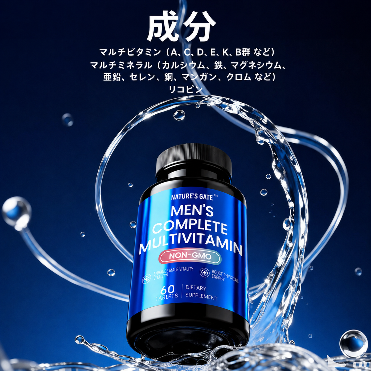 【男性向け総合栄養補給】NATURE'S GATE メンズ マルチビタミン 60錠