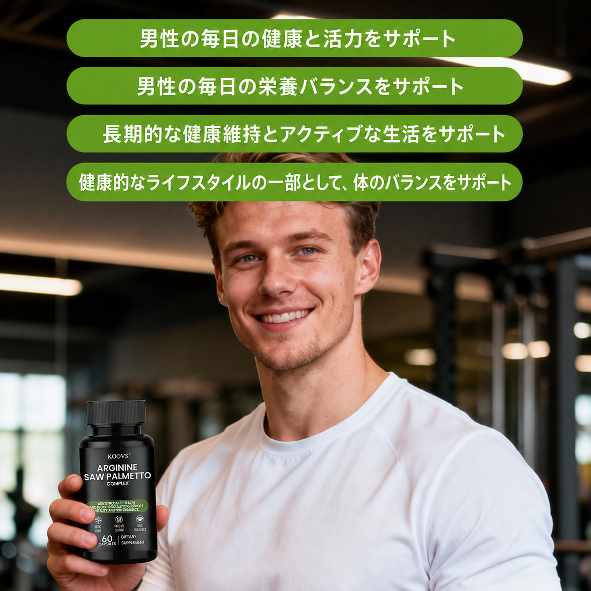 【男性の健康サポート】アルギニン・ノコギリヤシ配合カプセル 60粒