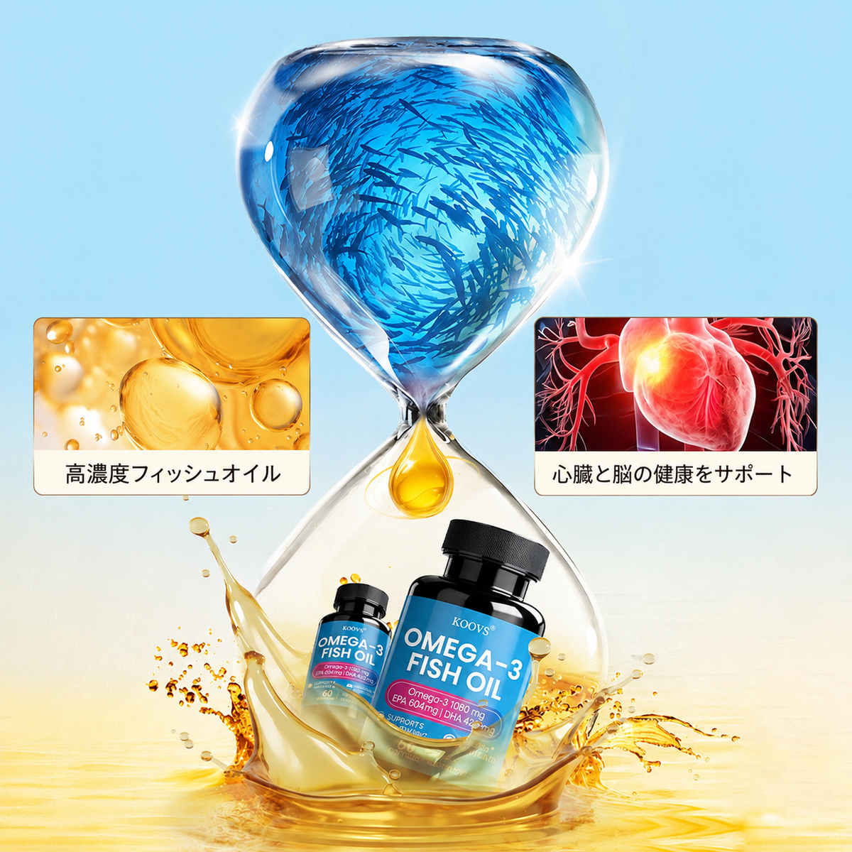 【「3つの高」】オメガ3 フィッシュオイル ソフトカプセル