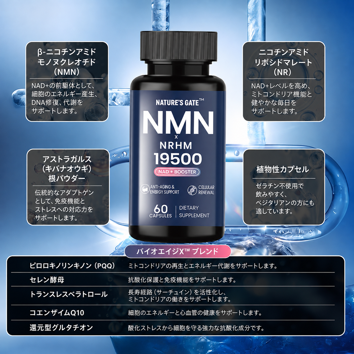 NMN X NRHM 19500 Capsules 新パッケージ