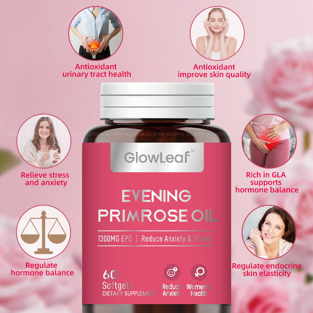 GlowLeaf™ 月見草オイルカプセル 🌸 女性の毎日のバランスケアをサポート ✨ 美容と健康の習慣づくりに 🌿 ゆらぎが気になる方へ 💗 内側から輝く毎日を目指す 🌷 健やかで美しいライフスタイルへ 🌙