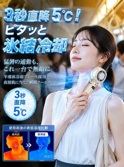 【愛知の精密技術監修】瞬間マイナス5℃冷却プレート×極細ナノミスト ダブル冷却 ハンディファン