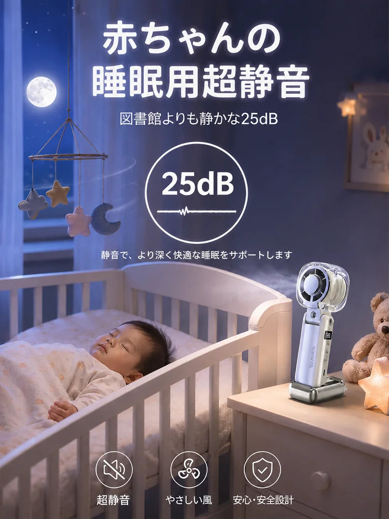 【愛知の精密技術監修】瞬間マイナス5℃冷却プレート×極細ナノミスト ダブル冷却 ハンディファン