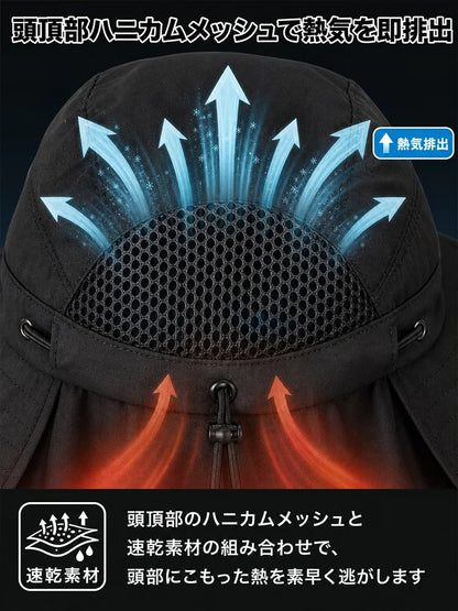 ネックカバー付きソーラーファン搭載UVカットサンハット