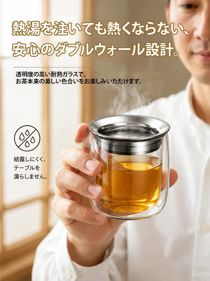 【職人仕上げ】ダブルウォール茶こし付きティーボトル