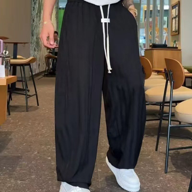 涼しくて通気性抜群のレトロストライプワイドパンツ