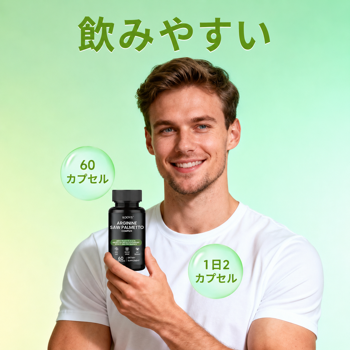 【男性の健康サポート】アルギニン・ノコギリヤシ配合カプセル 60粒