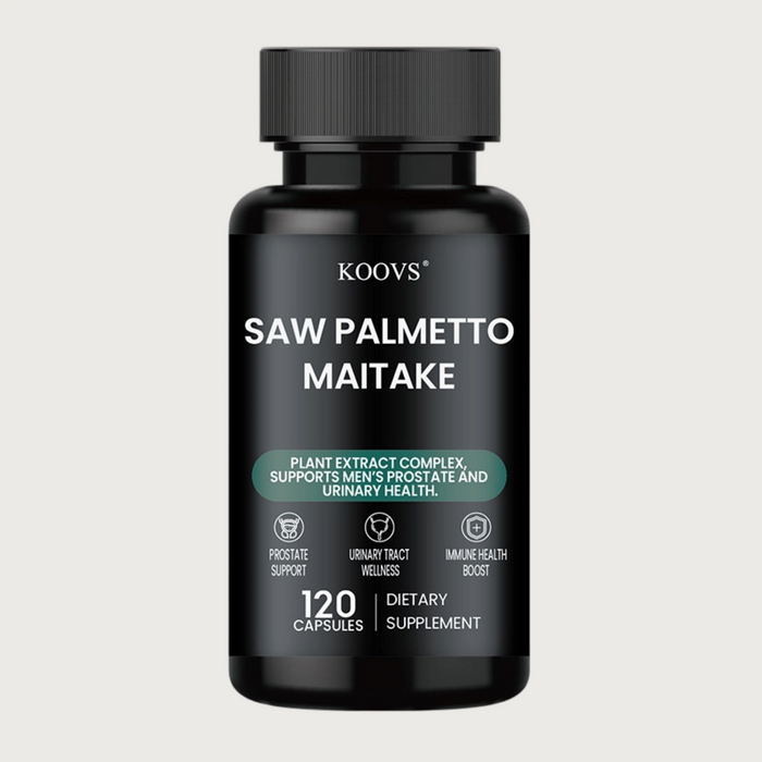 【男性の前立腺・尿路健康をサポート】KOOVS SAW PALMETTO MAITAKE 120カプセル｜ノコギリヤシ・マイタケ・霊芝配合