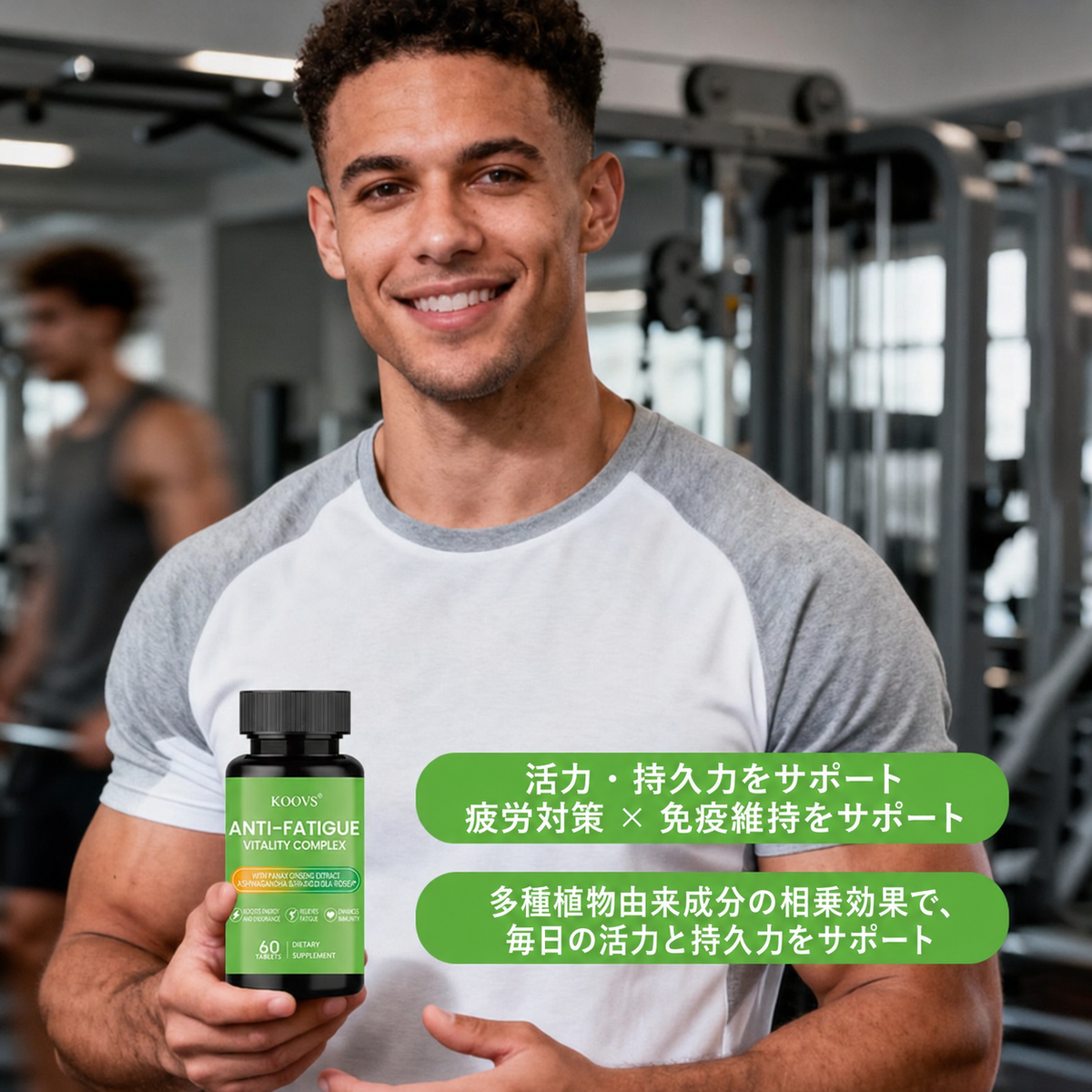 【毎日の活力・持久力をサポート】KOOVS ANTI-FATIGUE VITALITY COMPLEX 60錠｜高麗人参・マカ・ロディオラ配合