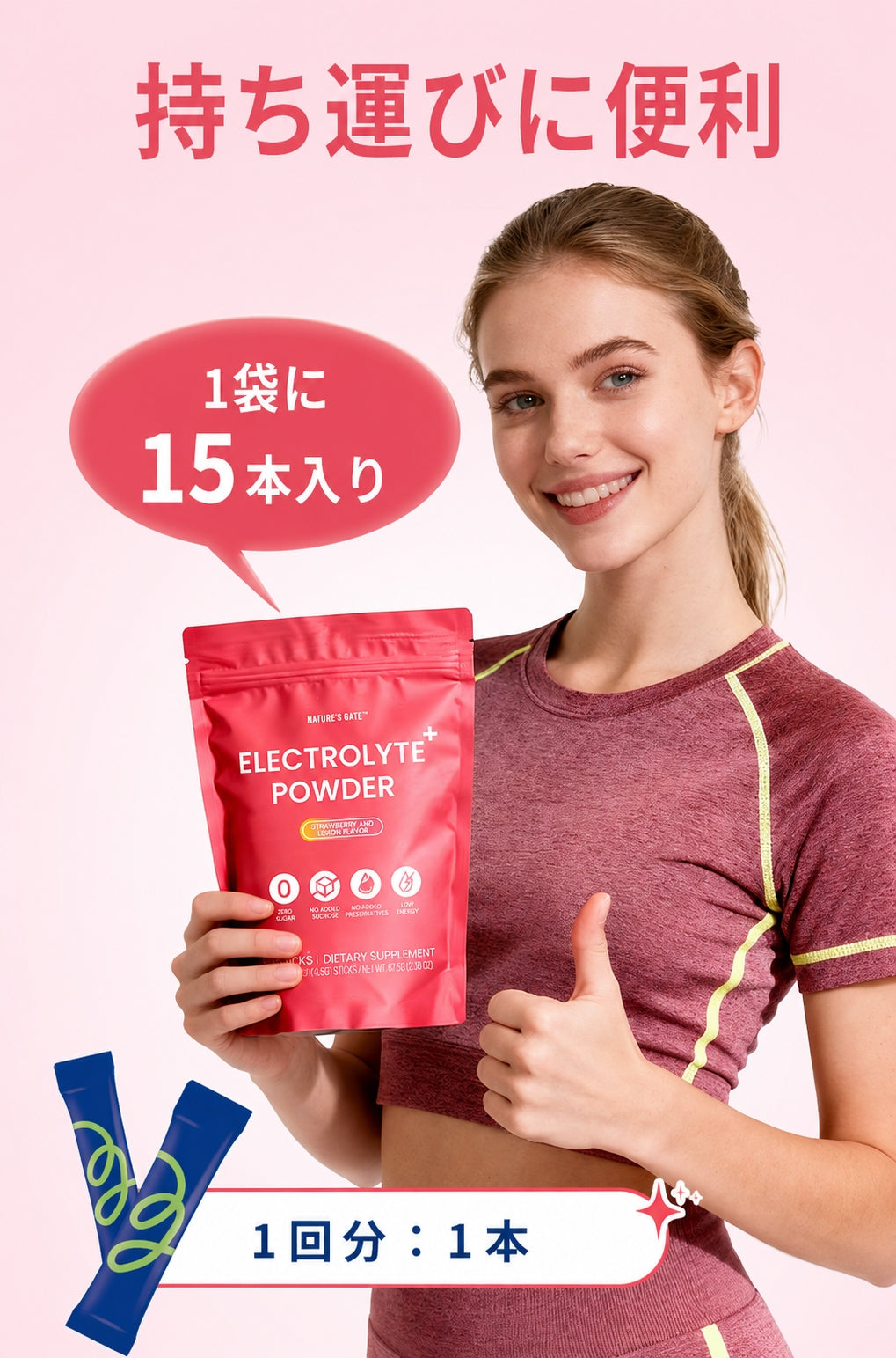 無糖電解質パウダー（ストロベリーレモン風味）