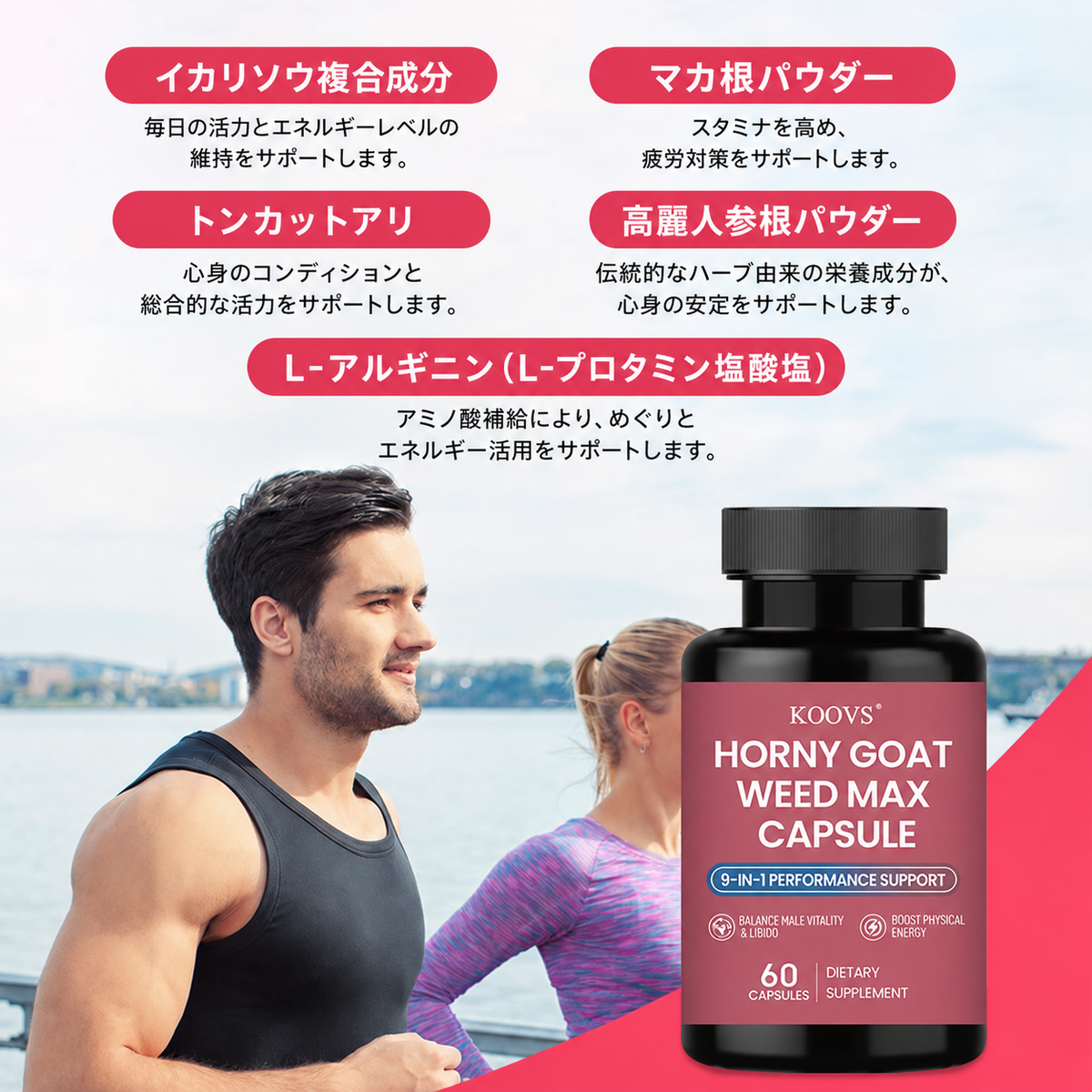 【男性活力サポート】ホーニーゴートウィード配合サプリメント カプセル