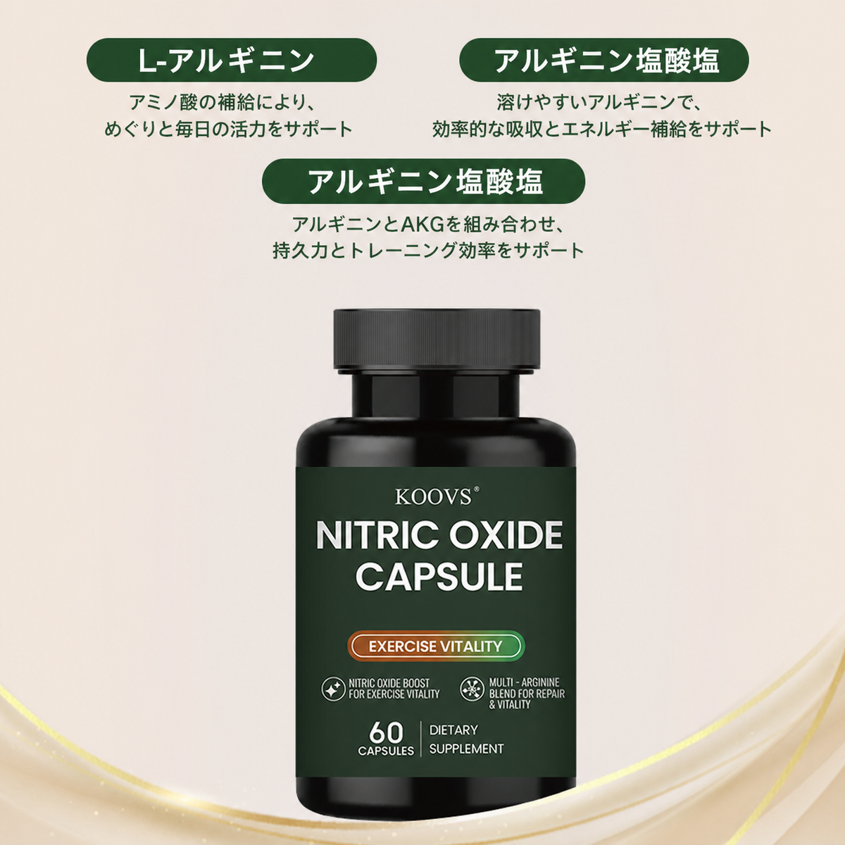 【アルギニン配合】一酸化窒素サポートカプセル 60粒入り