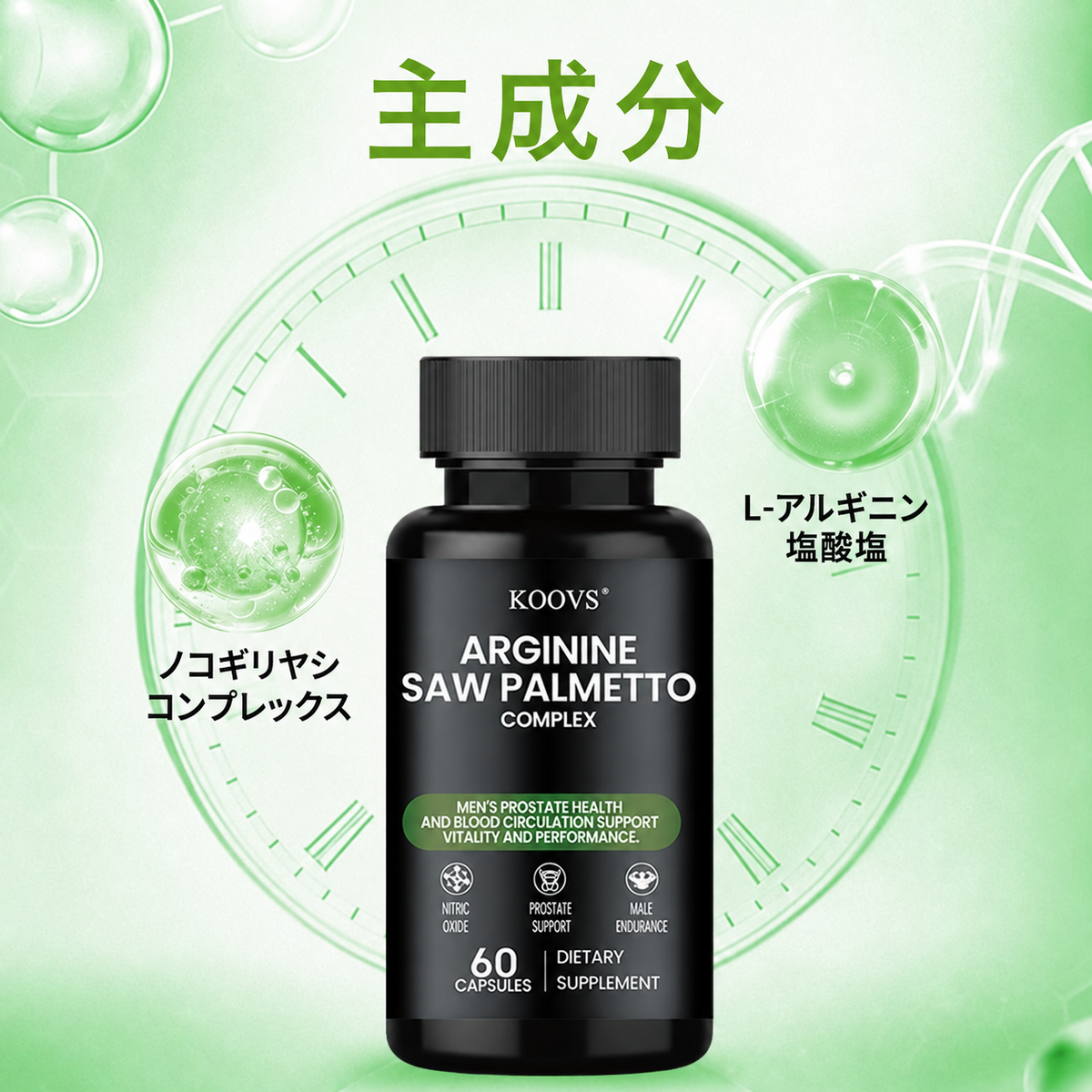 【男性の健康サポート】アルギニン・ノコギリヤシ配合カプセル 60粒