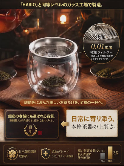 【職人仕上げ】ダブルウォール茶こし付きティーボトル